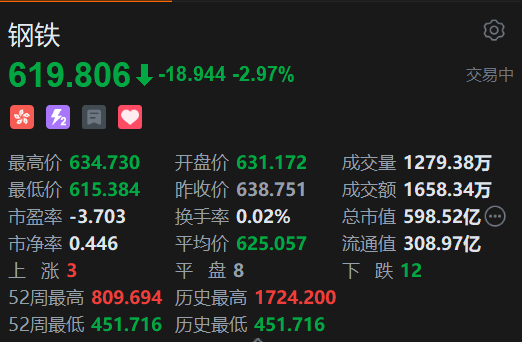 恒生科技指数、国企指数跌幅扩(👃)大至3%，钢铁股集(🏡)体(🦇)下挫